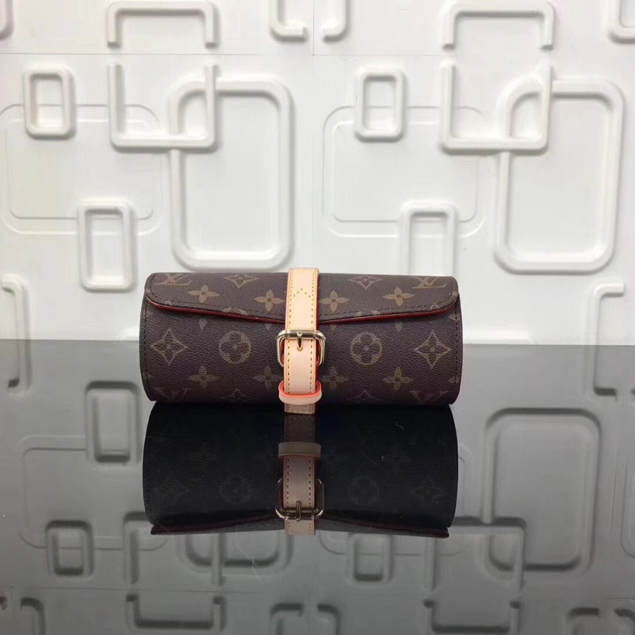 M47530, 3 WATCH CASE Monogram Canvas Travel, Louis Vuitton LV, 8.3 x 4 x 3.6 inches