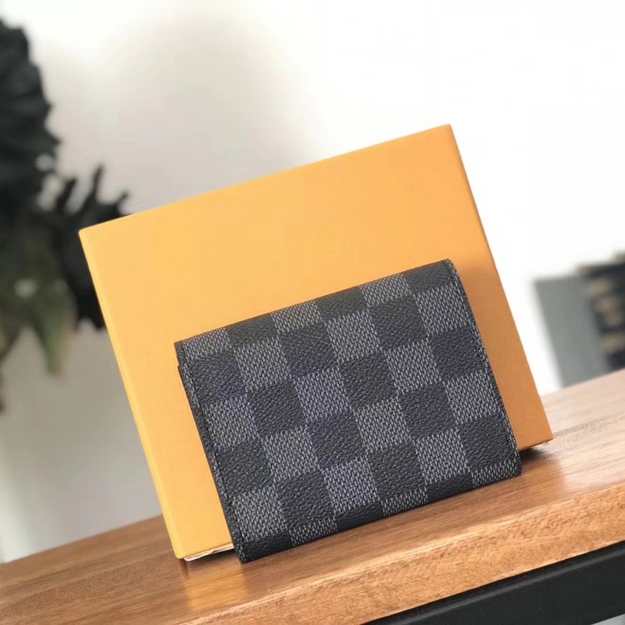 N63338, Louis Vuitton LV, ENVELOPPE CARTE DE VISITE, Damier Graphite Canvas