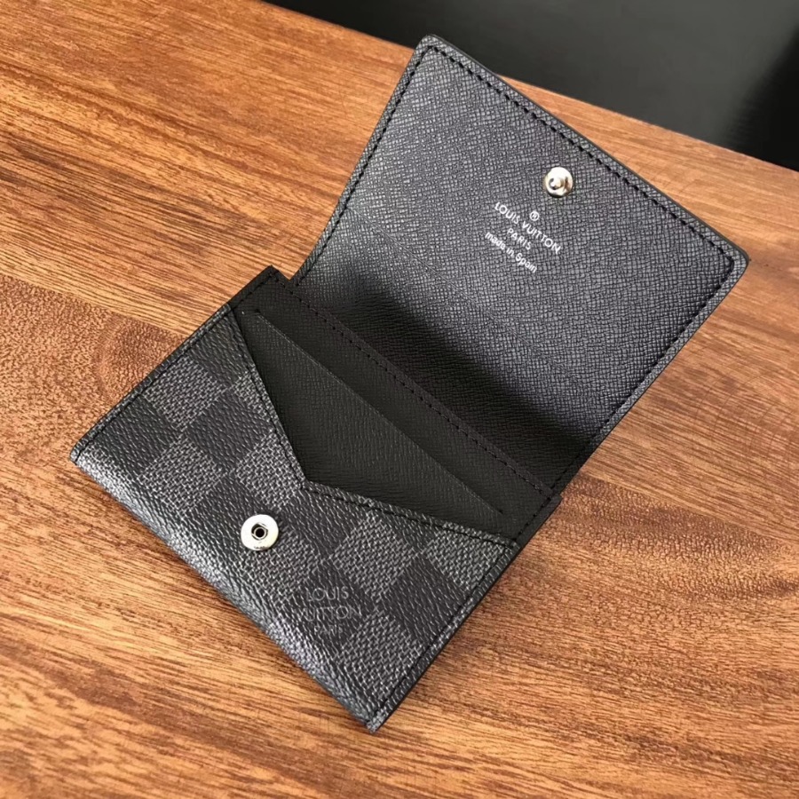 N63338, Louis Vuitton LV, ENVELOPPE CARTE DE VISITE, Damier Graphite Canvas