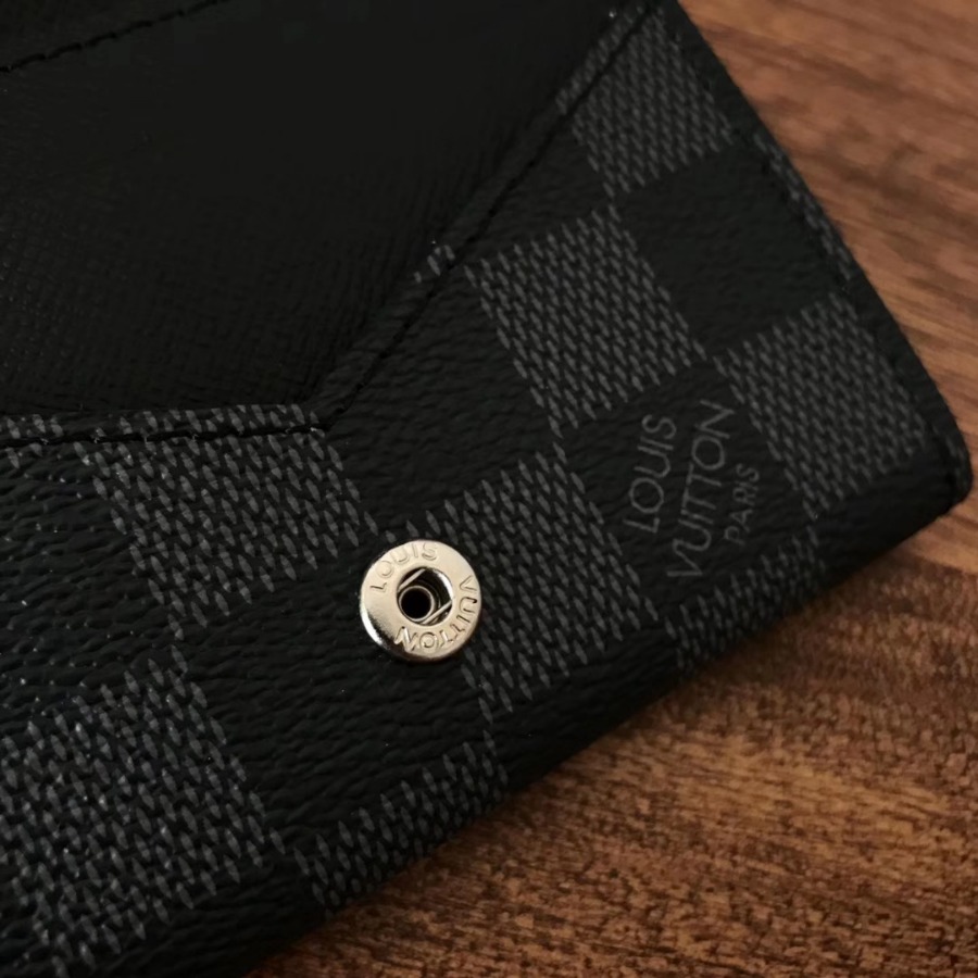 N63338, Louis Vuitton LV, ENVELOPPE CARTE DE VISITE, Damier Graphite Canvas