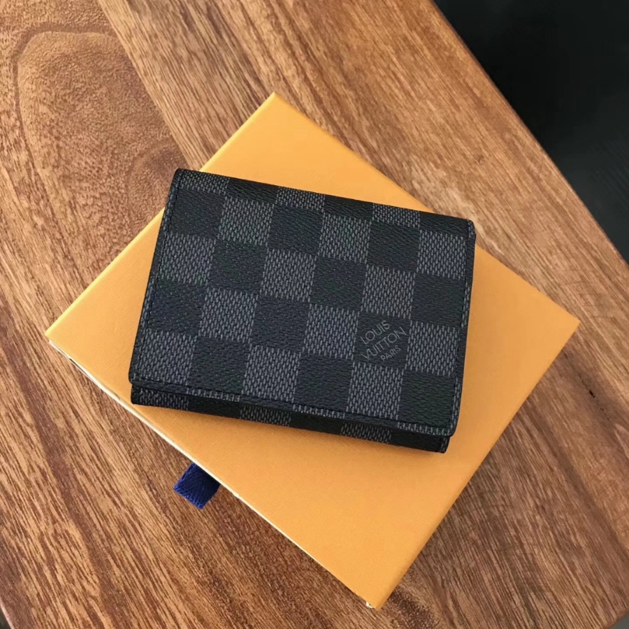 N63338, Louis Vuitton LV, ENVELOPPE CARTE DE VISITE, Damier Graphite Canvas