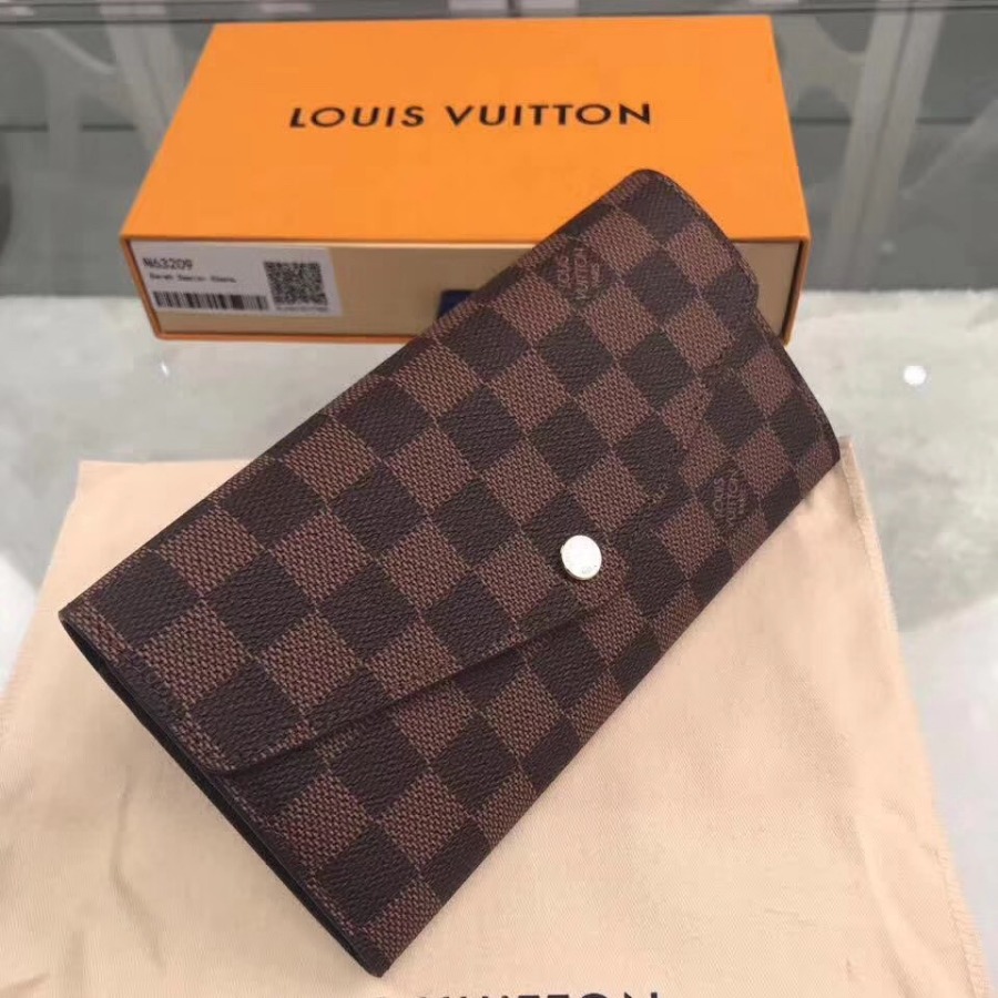N63209, Louis Vuitton LV, SARAH WALLET Damier Ebene Canvas