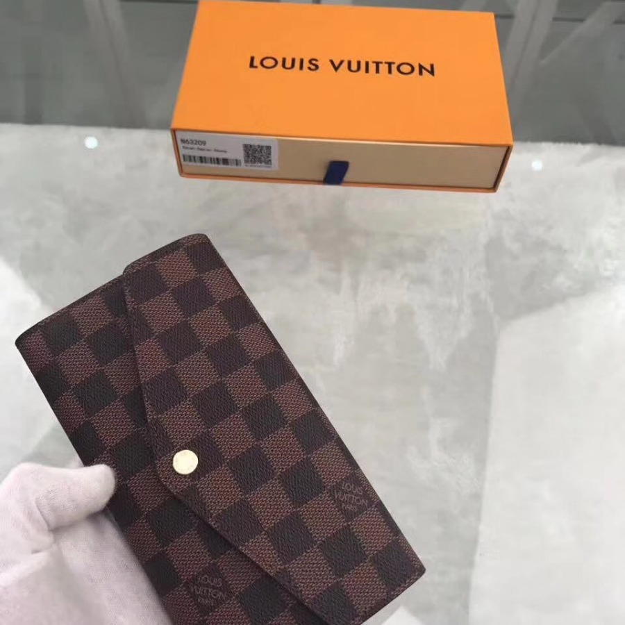 N63209, Louis Vuitton LV, SARAH WALLET Damier Ebene Canvas