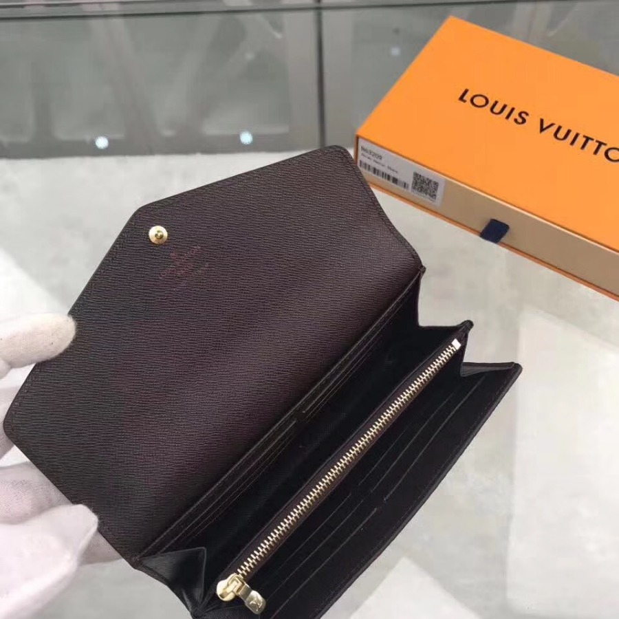 N63209, Louis Vuitton LV, SARAH WALLET Damier Ebene Canvas
