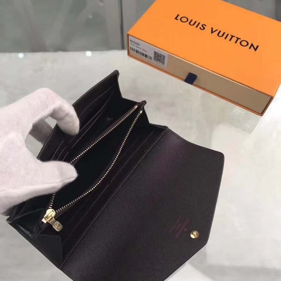 N63209, Louis Vuitton LV, SARAH WALLET Damier Ebene Canvas