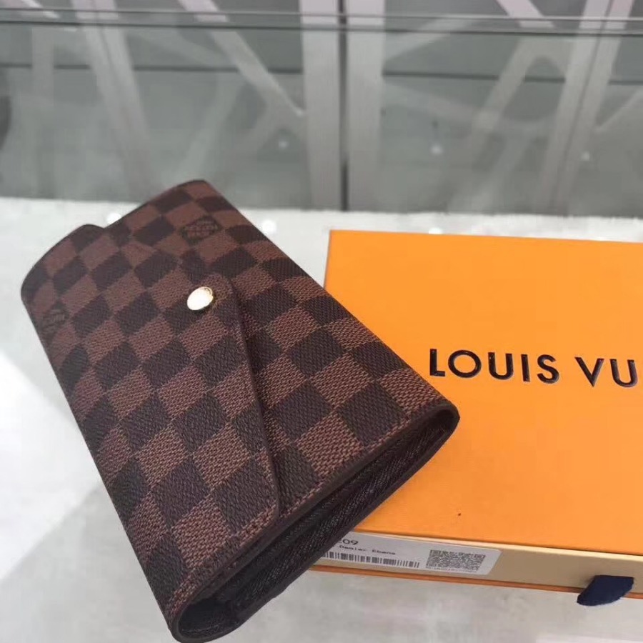 N63209, Louis Vuitton LV, SARAH WALLET Damier Ebene Canvas