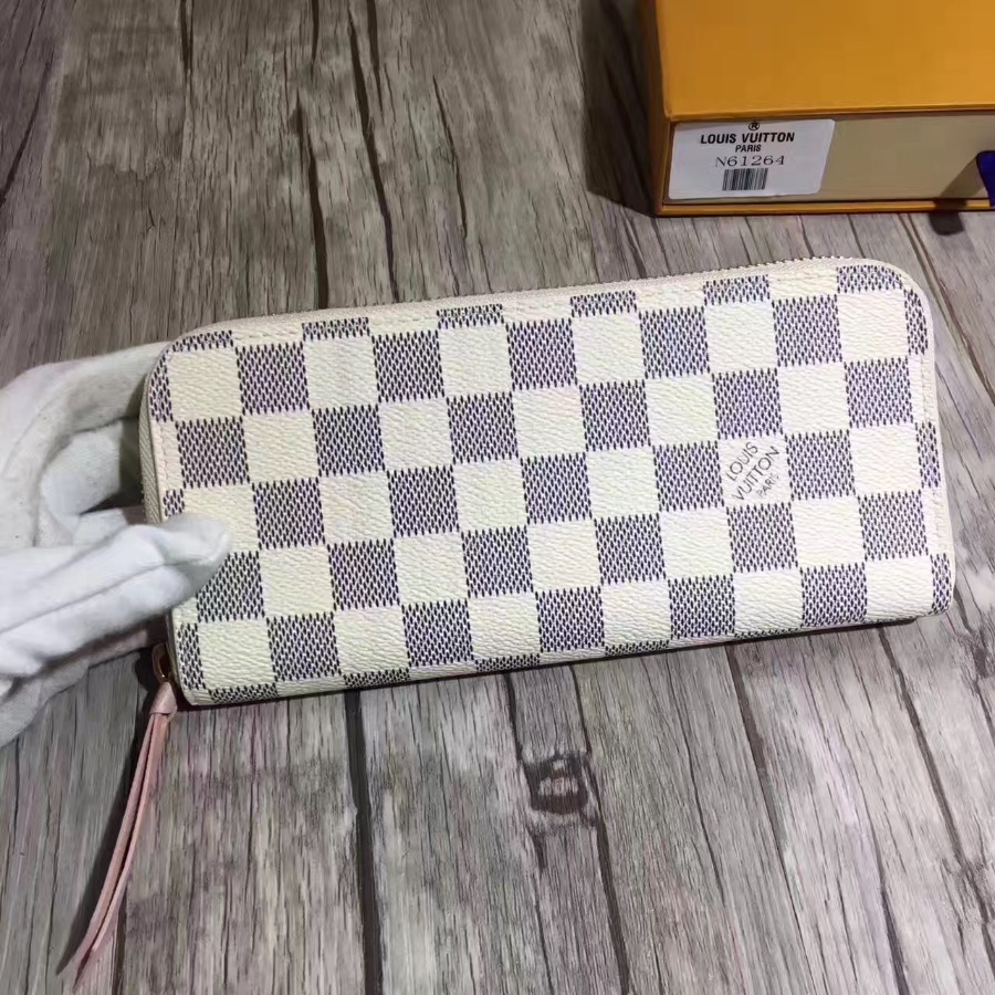 N61264, Louis Vuitton LV, CLEMENCE WALLET Damier Ebene, Damier Azur Canvas