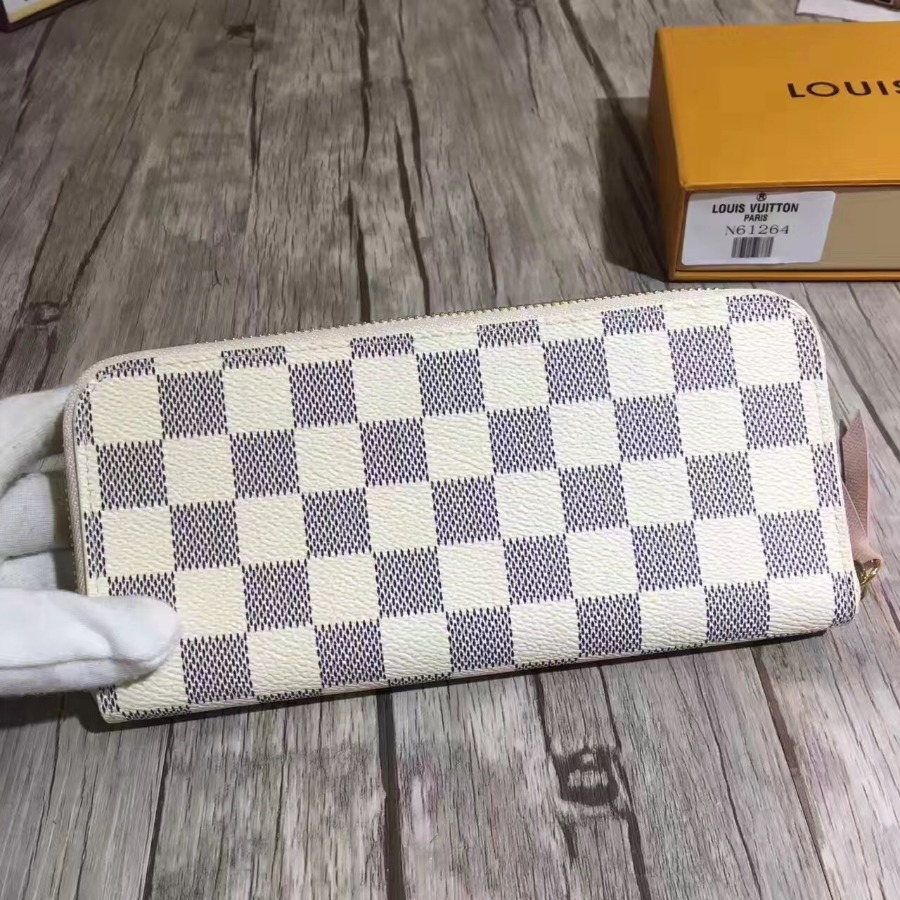 N61264, Louis Vuitton LV, CLEMENCE WALLET Damier Ebene, Damier Azur Canvas