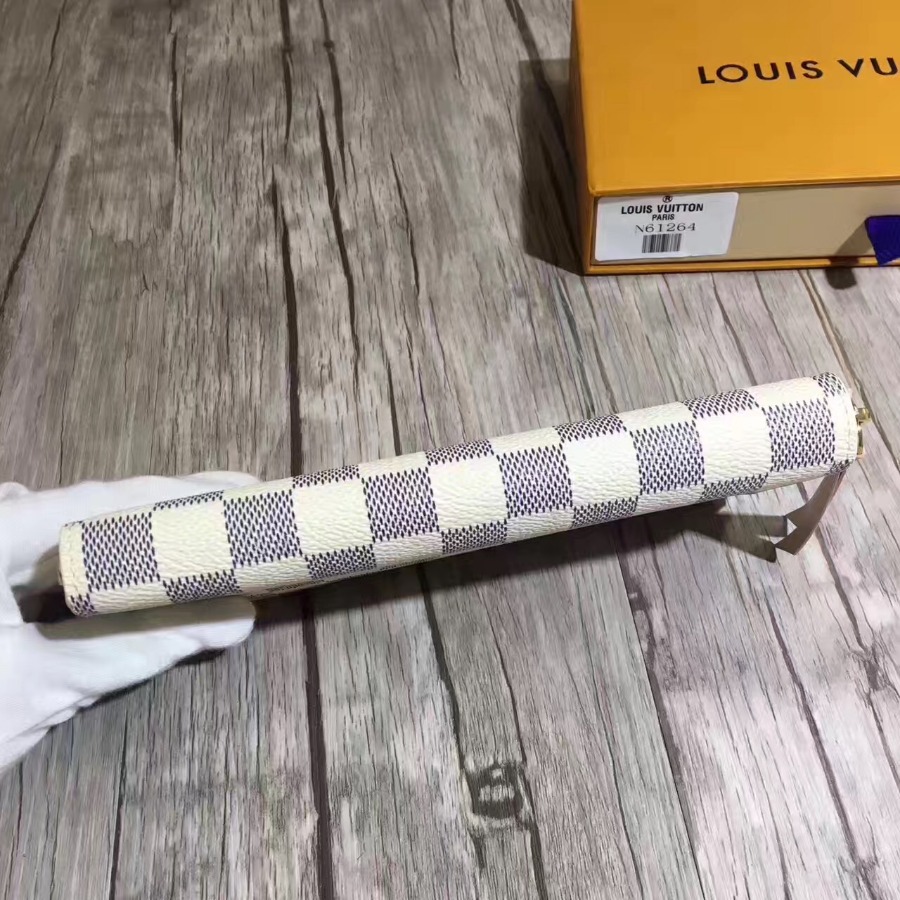 N61264, Louis Vuitton LV, CLEMENCE WALLET Damier Ebene, Damier Azur Canvas