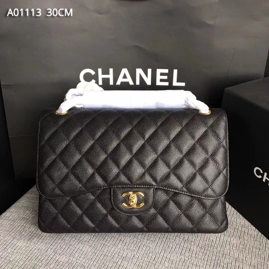 Chanel Handbag, Classic handbag, Grained Calfskin, A01113 30CM