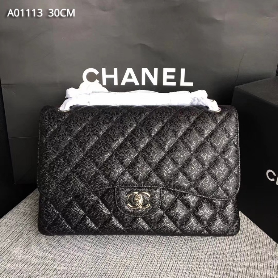 Chanel Handbag, Classic handbag, Grained Calfskin, A01113 30CM