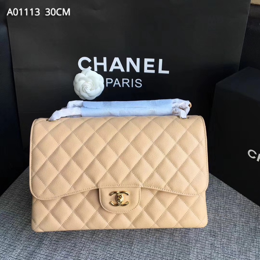 Chanel Handbag, Classic handbag, Grained Calfskin, A01113 30CM