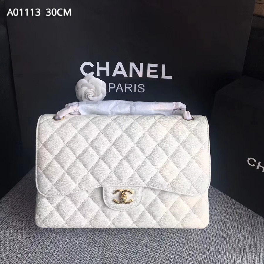 Chanel Handbag, Classic handbag, Grained Calfskin, A01113 30CM