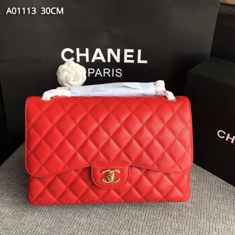 Chanel Handbag, Classic handbag, Grained Calfskin, A01113 30CM