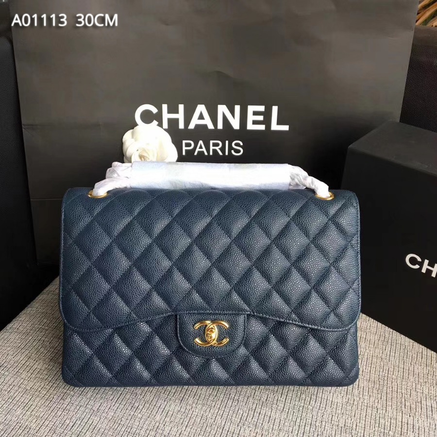 Chanel Handbag, Classic handbag, Grained Calfskin, A01113 30CM