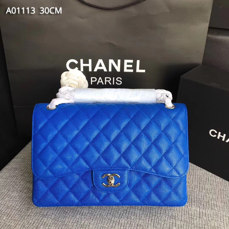 Chanel Handbag, Classic handbag, Grained Calfskin, A01113 30CM