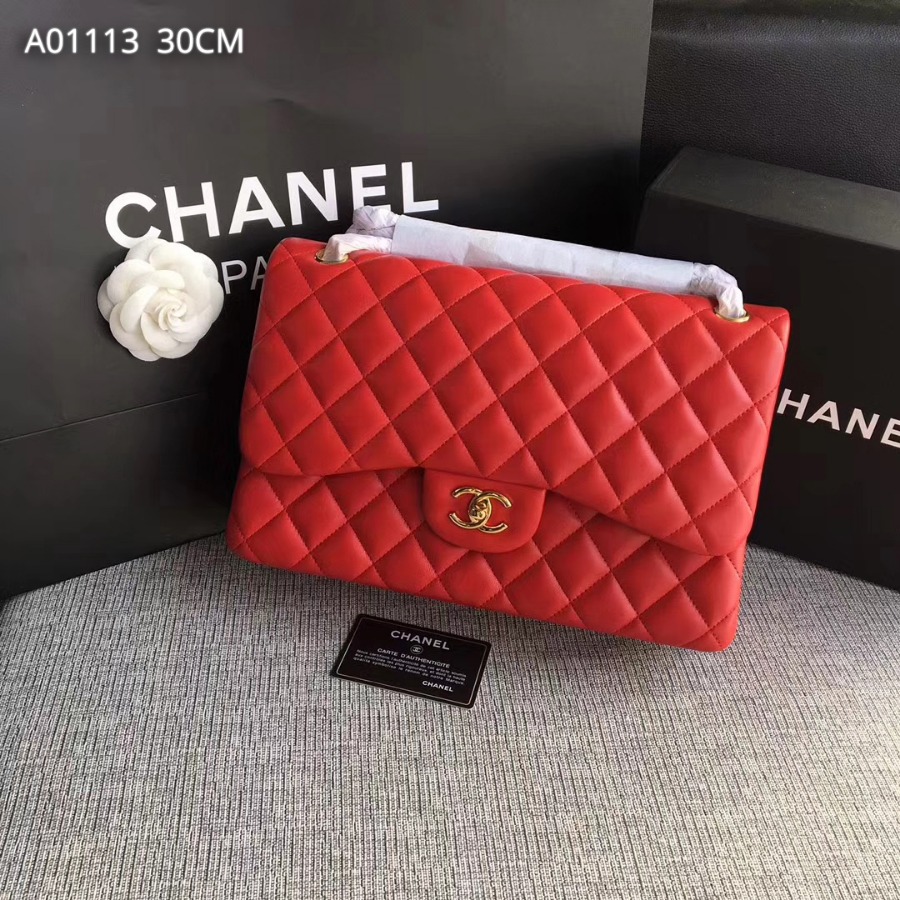 Chanel Handbag, Classic handbag, LAMBSKIN, A01113 30CM