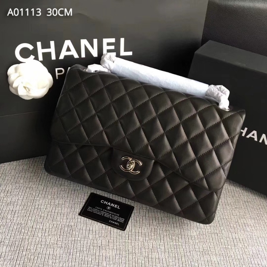 Chanel Handbag, Classic handbag, LAMBSKIN, A01113 30CM