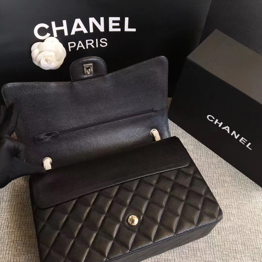 A58601 maxi classic handbag, CHANEL Grained Calfskin 33cm / 12.9in