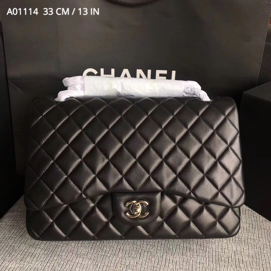 Chanel Handbag, Large Classic handbag, LAMBSKIN, A01114 33CM / 13 INCHES