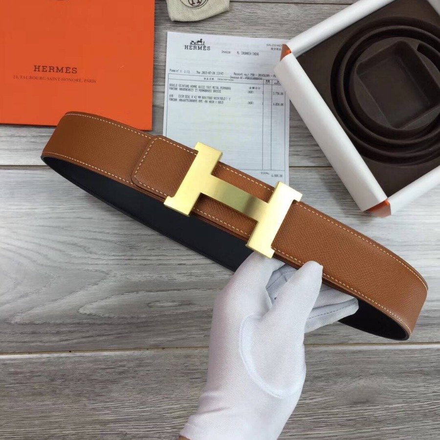 Hermes H belt buckle & Reversible leather, Original Quality 42MM