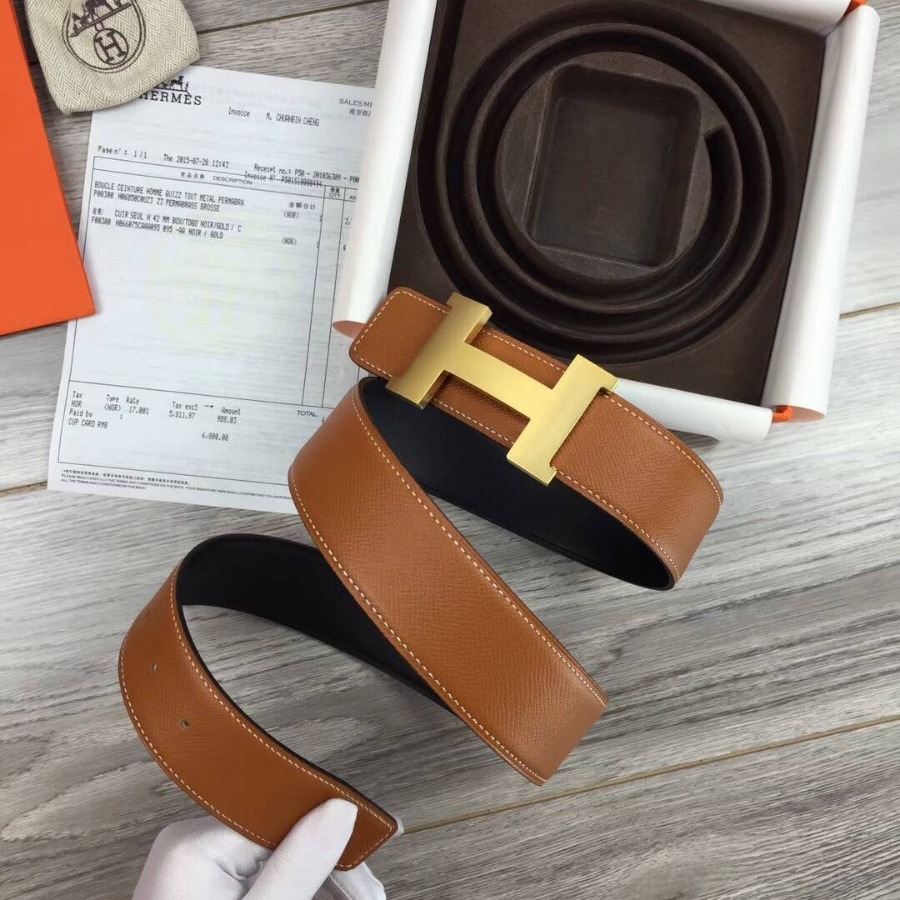 Hermes H belt buckle & Reversible leather, Original Quality 42MM