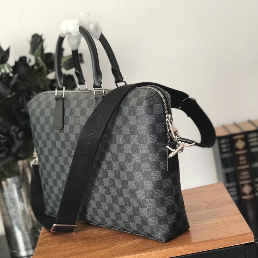 N48224, LOUIS VUITTON LV, PORTE-DOCUMENTS JOUR Damier Graphite Business Bags