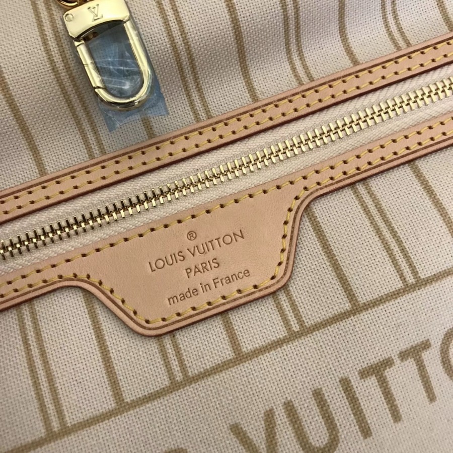 N41361, Louis Vuitton LV, NEVERFULL MM Handbag Damier Azur