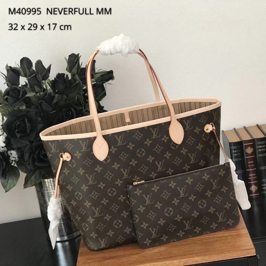 M40995, Louis Vuitton LV, NEVERFULL MM Handbag Monogram