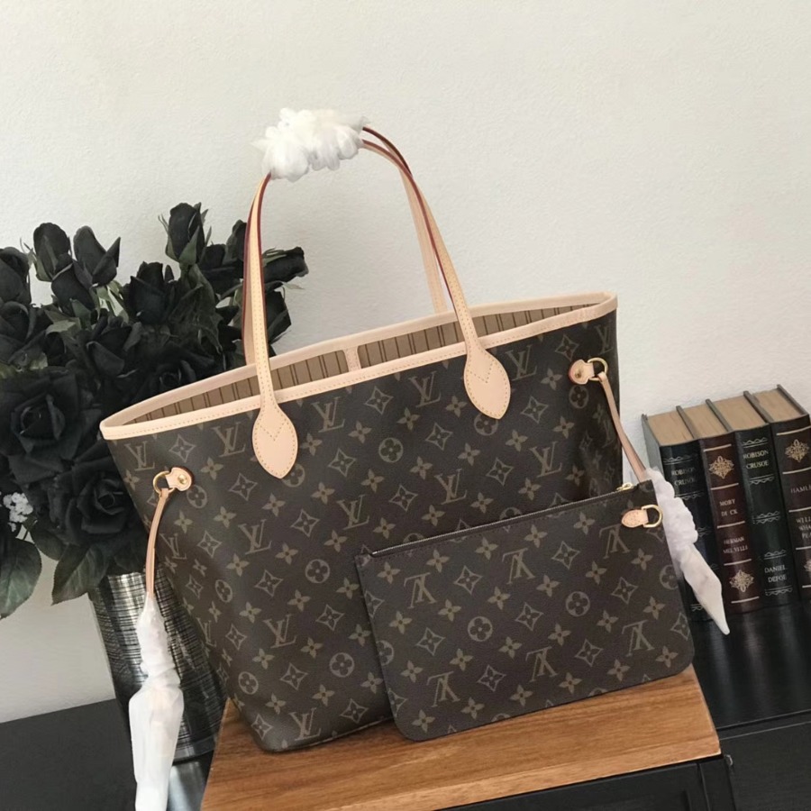 M40995, Louis Vuitton LV, NEVERFULL MM Handbag Monogram