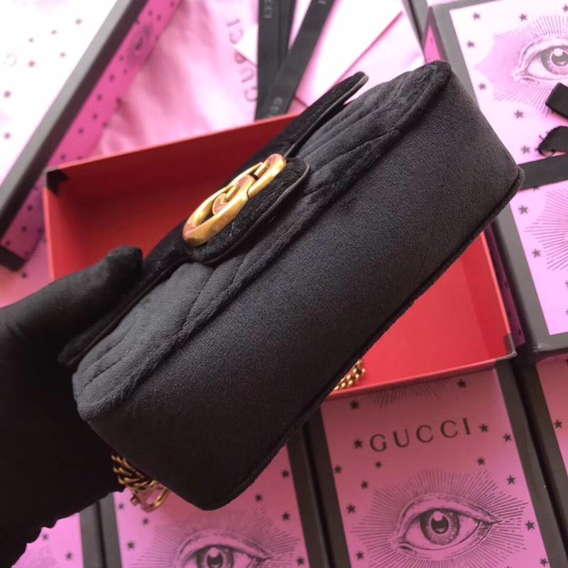 GUCCI GG Marmont matelassé Velvet super mini bag, 476433, 6.5W x 4H x 2D inches