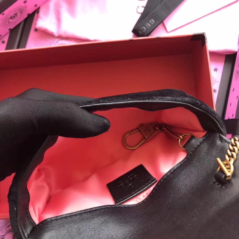 GUCCI GG Marmont matelassé Velvet super mini bag, 476433, 6.5W x 4H x 2D inches