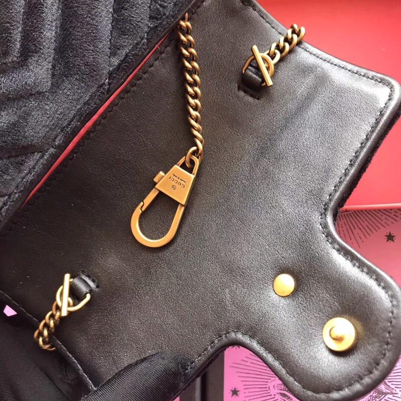 GUCCI GG Marmont matelassé Velvet super mini bag, 476433, 6.5W x 4H x 2D inches
