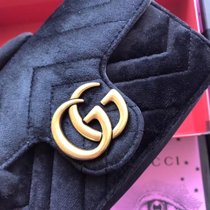 GUCCI GG Marmont matelassé Velvet super mini bag, 476433, 6.5W x 4H x 2D inches