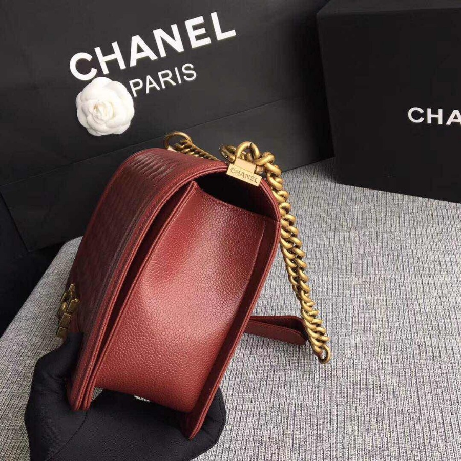 CHANEL BOY CHANEL HANDBAG, GRAINED CALFSKIN, 28CM