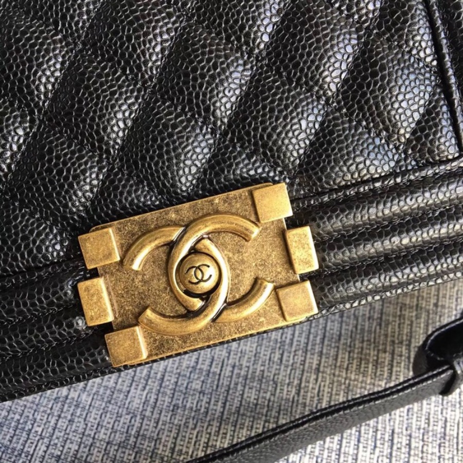 SMALL BOY CHANEL HANDBAG, PRINTED GRAINED CALFSKIN, 20CM / 7.9 IN