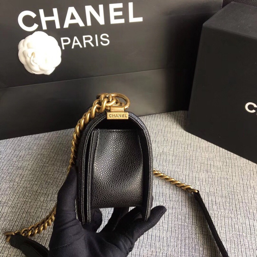 SMALL BOY CHANEL HANDBAG, PRINTED GRAINED CALFSKIN, 20CM / 7.9 IN