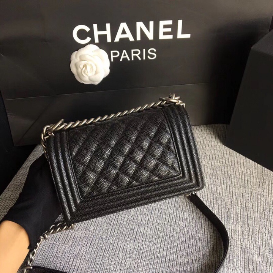 SMALL BOY CHANEL HANDBAG, PRINTED GRAINED CALFSKIN, 20CM / 7.9 IN