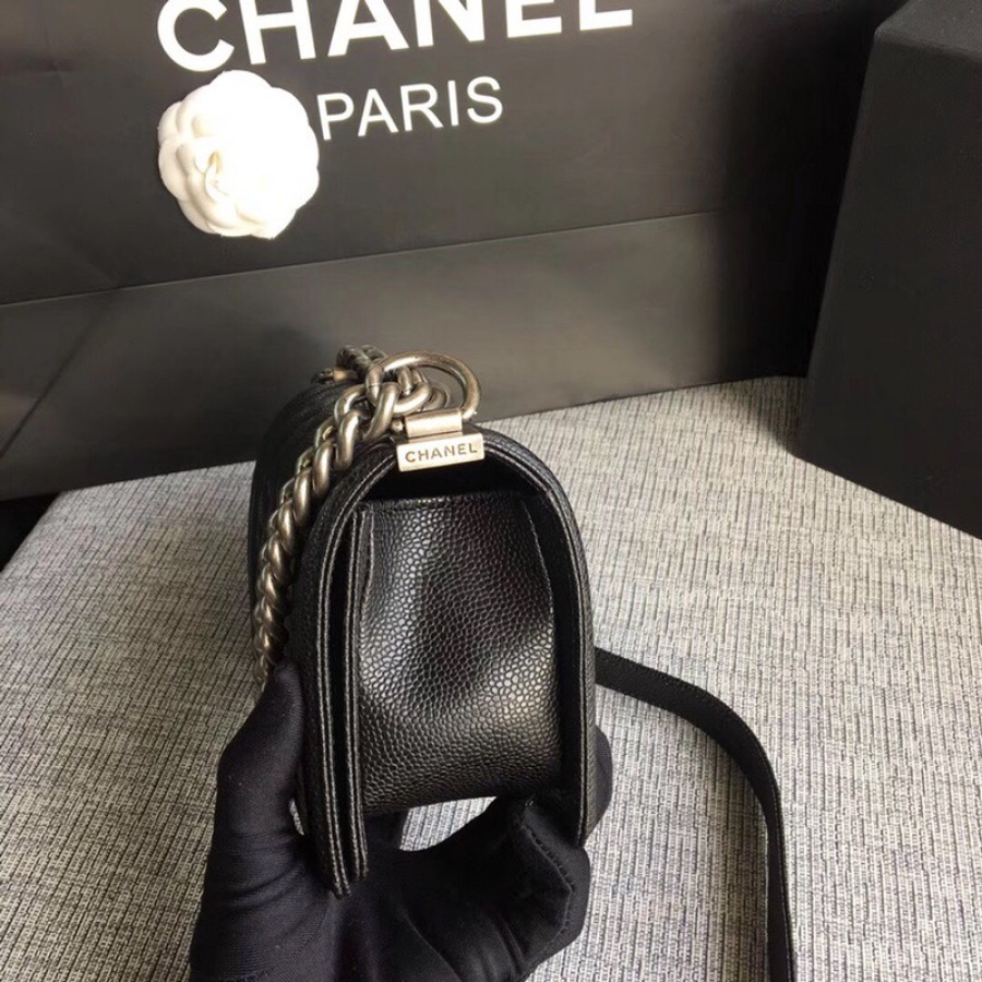 SMALL BOY CHANEL HANDBAG, PRINTED GRAINED CALFSKIN, 20CM / 7.9 IN