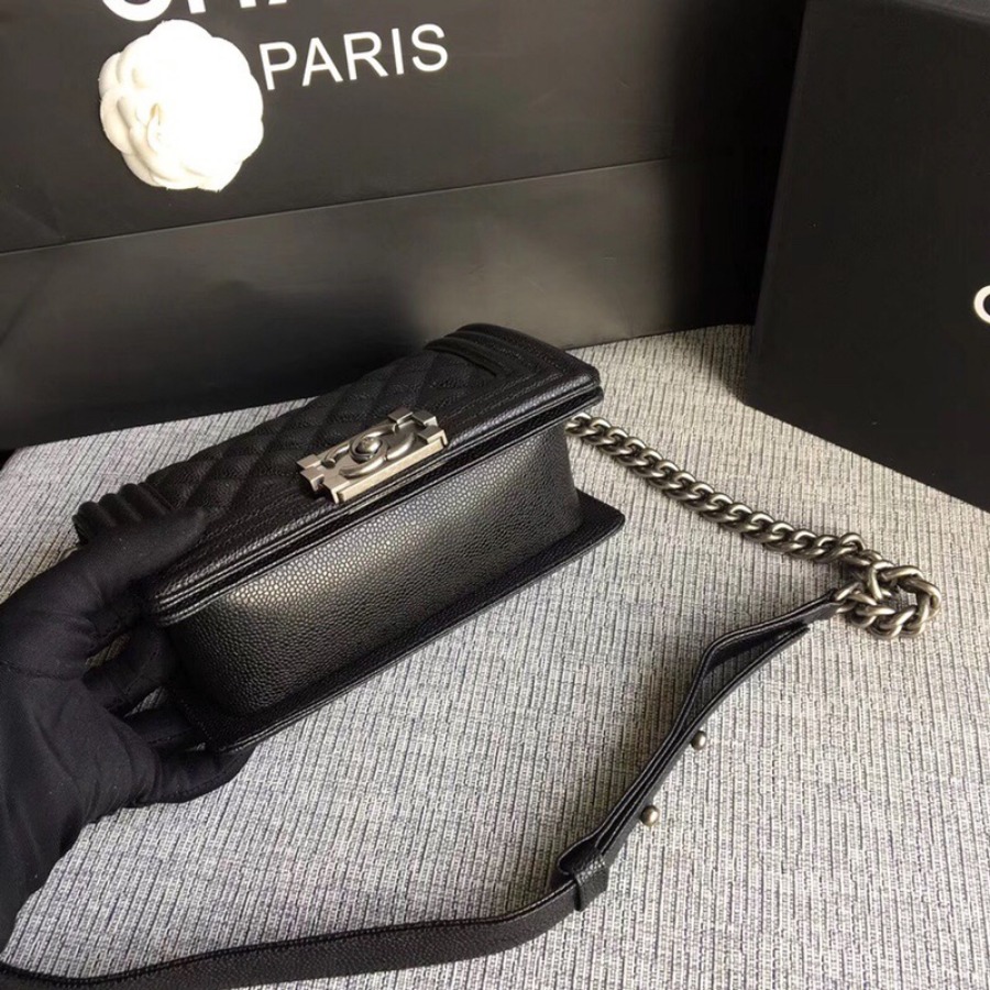 SMALL BOY CHANEL HANDBAG, PRINTED GRAINED CALFSKIN, 20CM / 7.9 IN