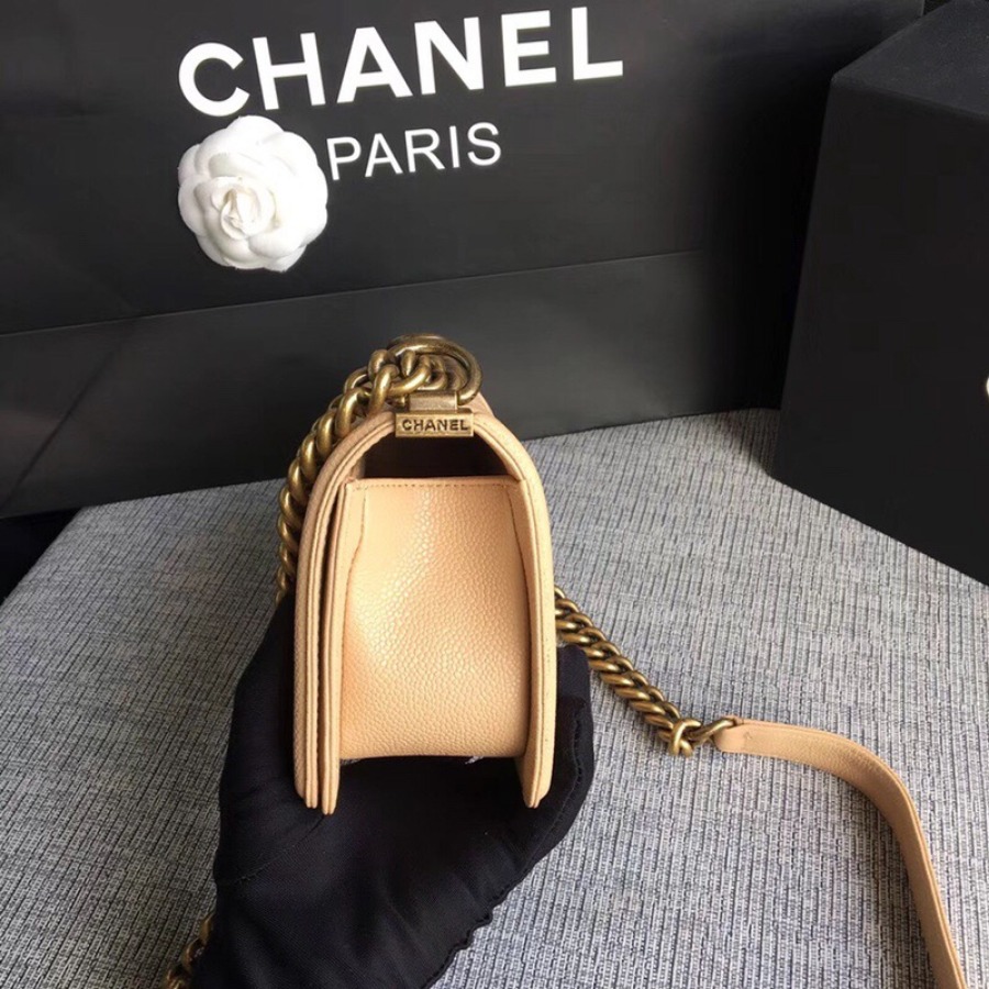 SMALL BOY CHANEL HANDBAG, PRINTED GRAINED CALFSKIN, 20CM / 7.9 IN