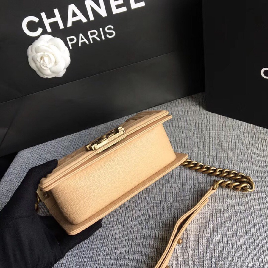 SMALL BOY CHANEL HANDBAG, PRINTED GRAINED CALFSKIN, 20CM / 7.9 IN