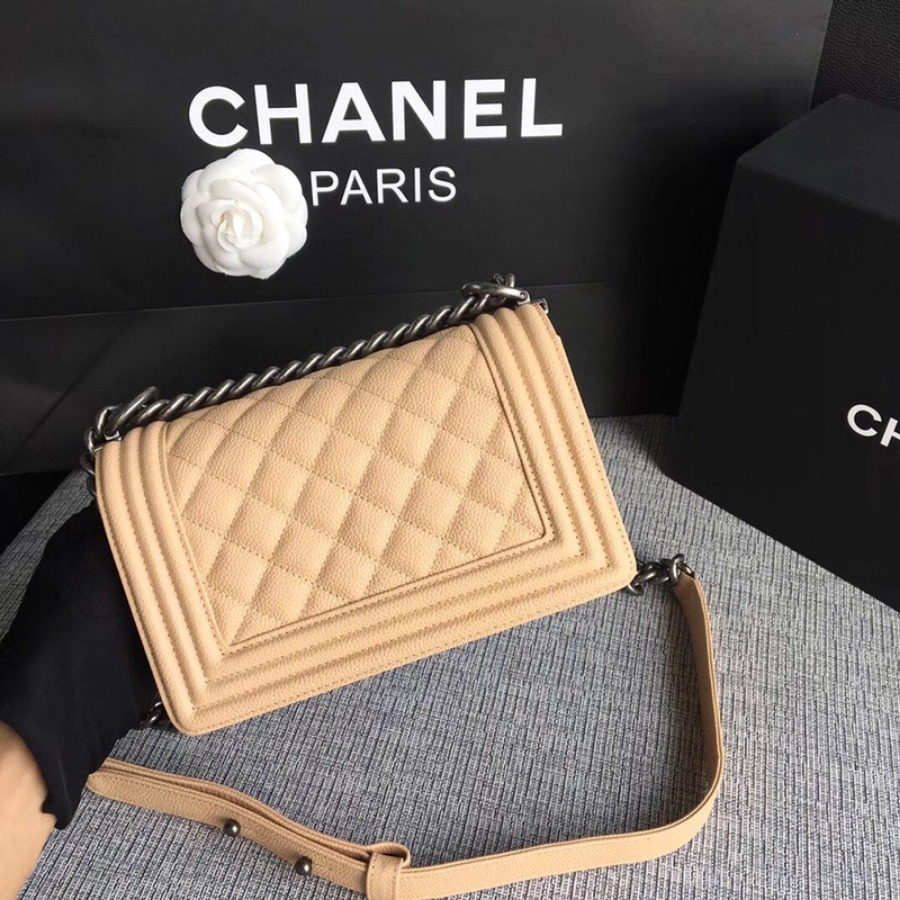 SMALL BOY CHANEL HANDBAG, PRINTED GRAINED CALFSKIN, 20CM / 7.9 IN