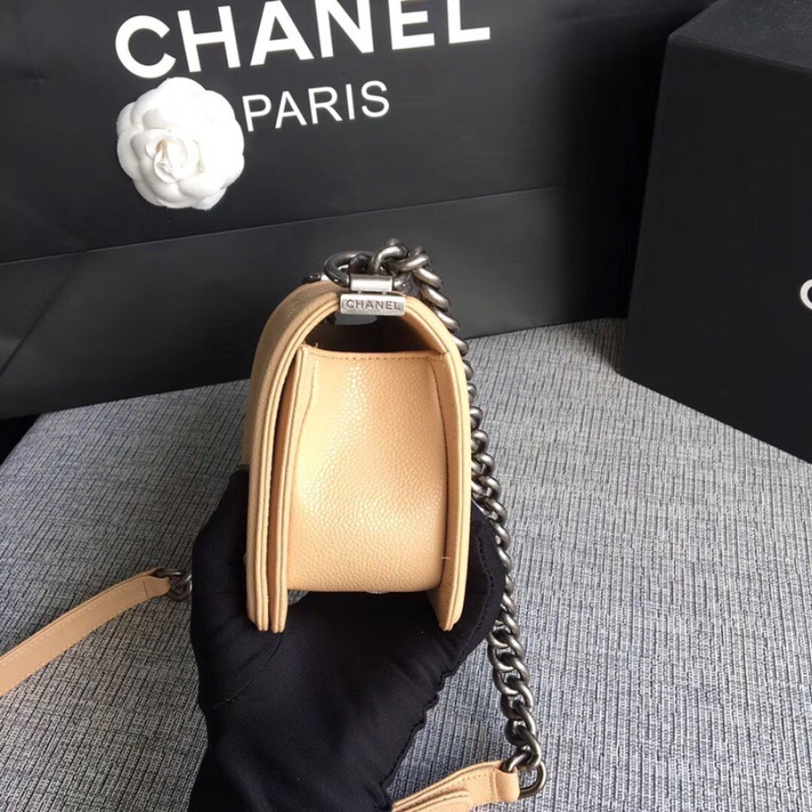 SMALL BOY CHANEL HANDBAG, PRINTED GRAINED CALFSKIN, 20CM / 7.9 IN