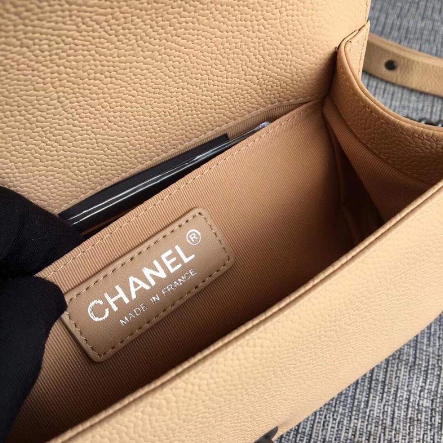 SMALL BOY CHANEL HANDBAG, PRINTED GRAINED CALFSKIN, 20CM / 7.9 IN