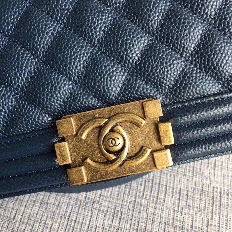 SMALL BOY CHANEL HANDBAG, PRINTED GRAINED CALFSKIN, 20CM / 7.9 IN