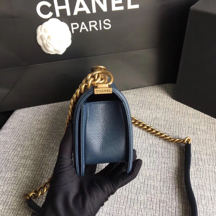 SMALL BOY CHANEL HANDBAG, PRINTED GRAINED CALFSKIN, 20CM / 7.9 IN