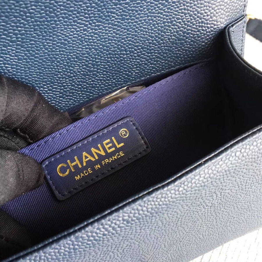SMALL BOY CHANEL HANDBAG, PRINTED GRAINED CALFSKIN, 20CM / 7.9 IN