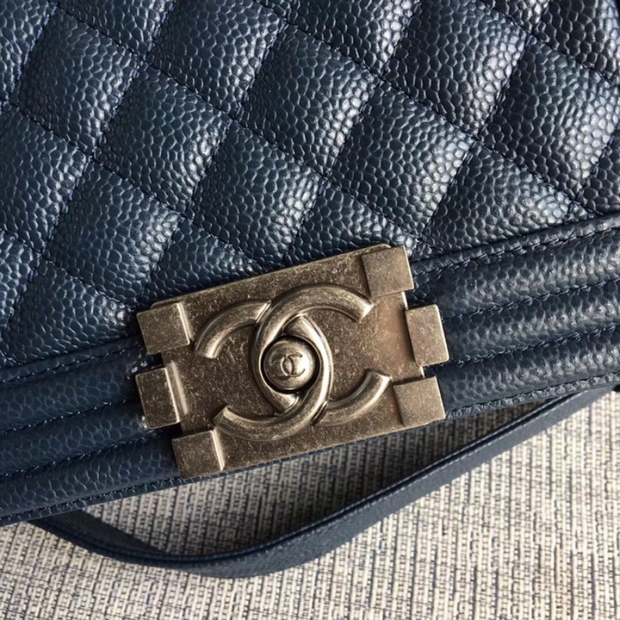 SMALL BOY CHANEL HANDBAG, PRINTED GRAINED CALFSKIN, 20CM / 7.9 IN