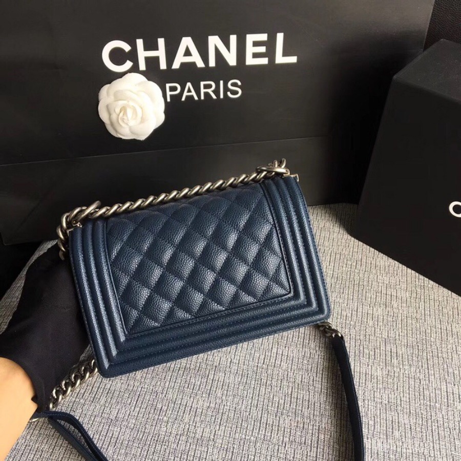 SMALL BOY CHANEL HANDBAG, PRINTED GRAINED CALFSKIN, 20CM / 7.9 IN